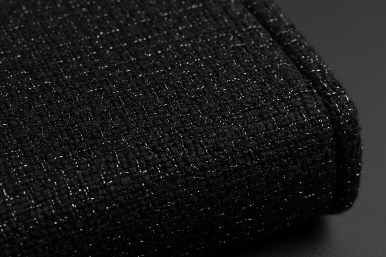 a black sewing fabric with minimal visibility of metal thread